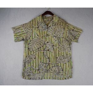 Vintage Reminiscence by Stewart Richer Men’s Shirt Monstera Leaf Print Large